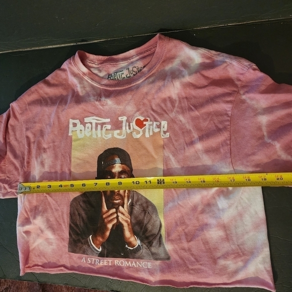 Poetic Justice Tupac Cropped Pink Tie Dye Short Sleeve Tee Sz M -spot upper back - Picture 5 of 8